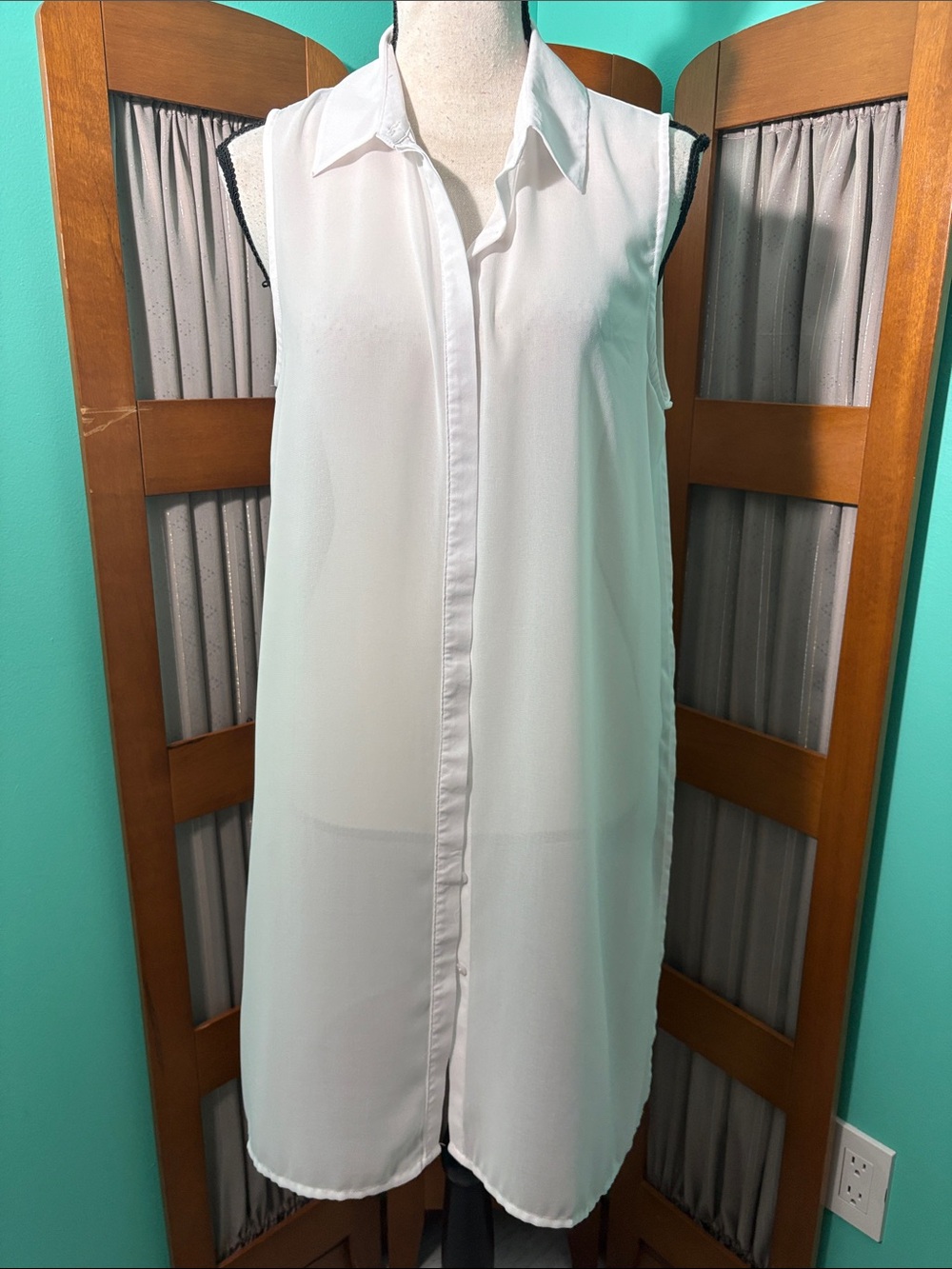Como Vintage Sleeveless White Shirt Dress